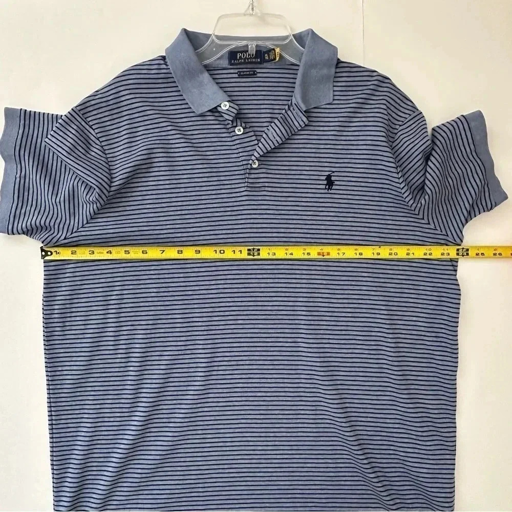 Polo Ralph Lauren Classic Fit Soft Cotton Striped Polo Shirt, Blue/Navy, XL‎ - Picture 5 of 7